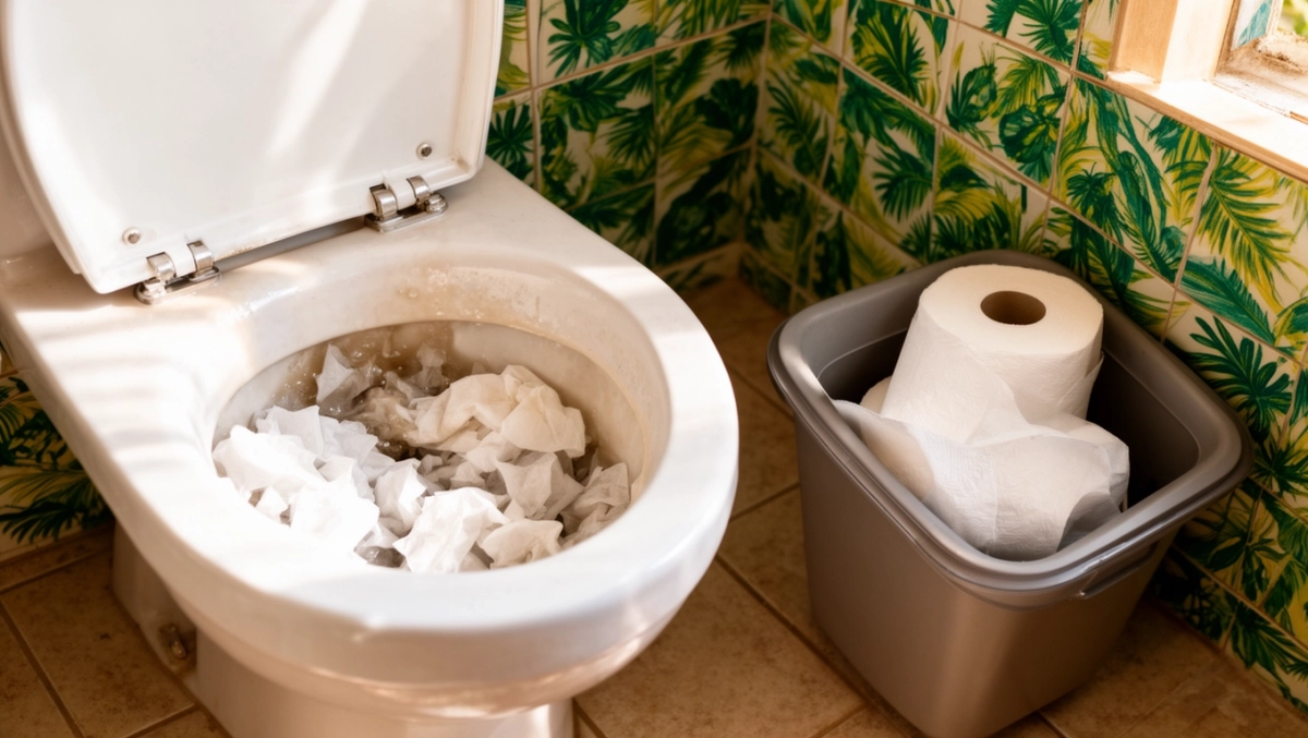 gdzie wyrzuca się papier toaletowy do kosza